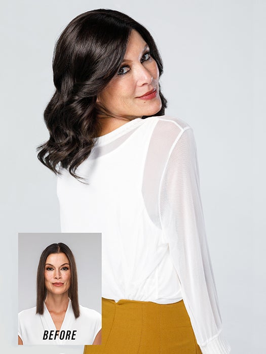 Top Coverage Wavy 12 | Lace Front Synthetic Hair Topper (Mono Top) - Image 2